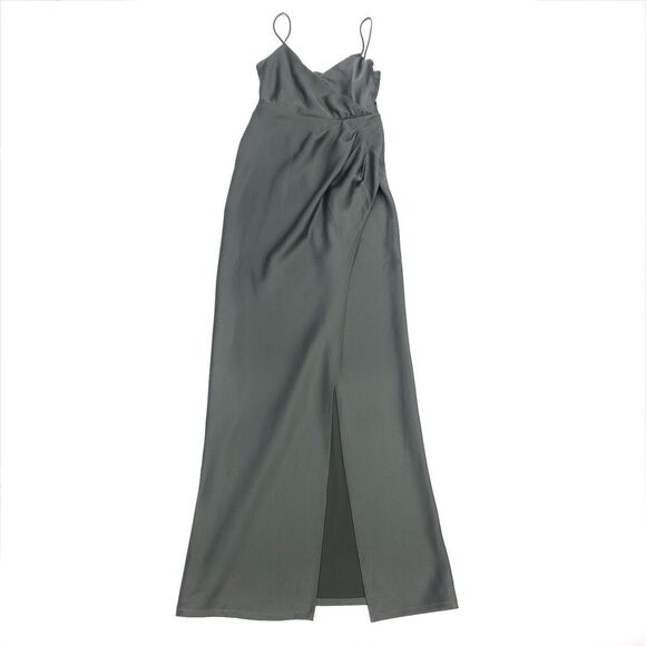 ANTHROPOLOGIE BHLDN Freya Satin Charmeuse Dress Bridesmaid Formal Olive Green 2